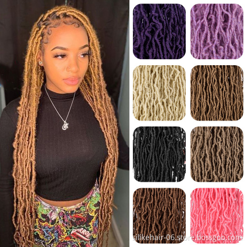 Black 36inch Long Goddess Braiding Dreadlocks Hair For Black Women Nu Locs Crochet Braid Hair Synthetic Faux Locs Extensions